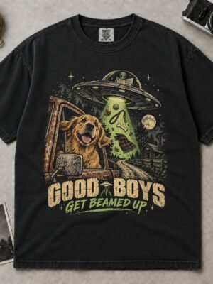 Good Boys Get Beamed Up Alien UFO Dog T-Shirt