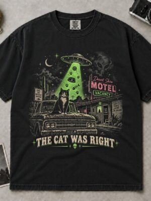 The Cat Was Right Retro Alien Cat T-Shirt